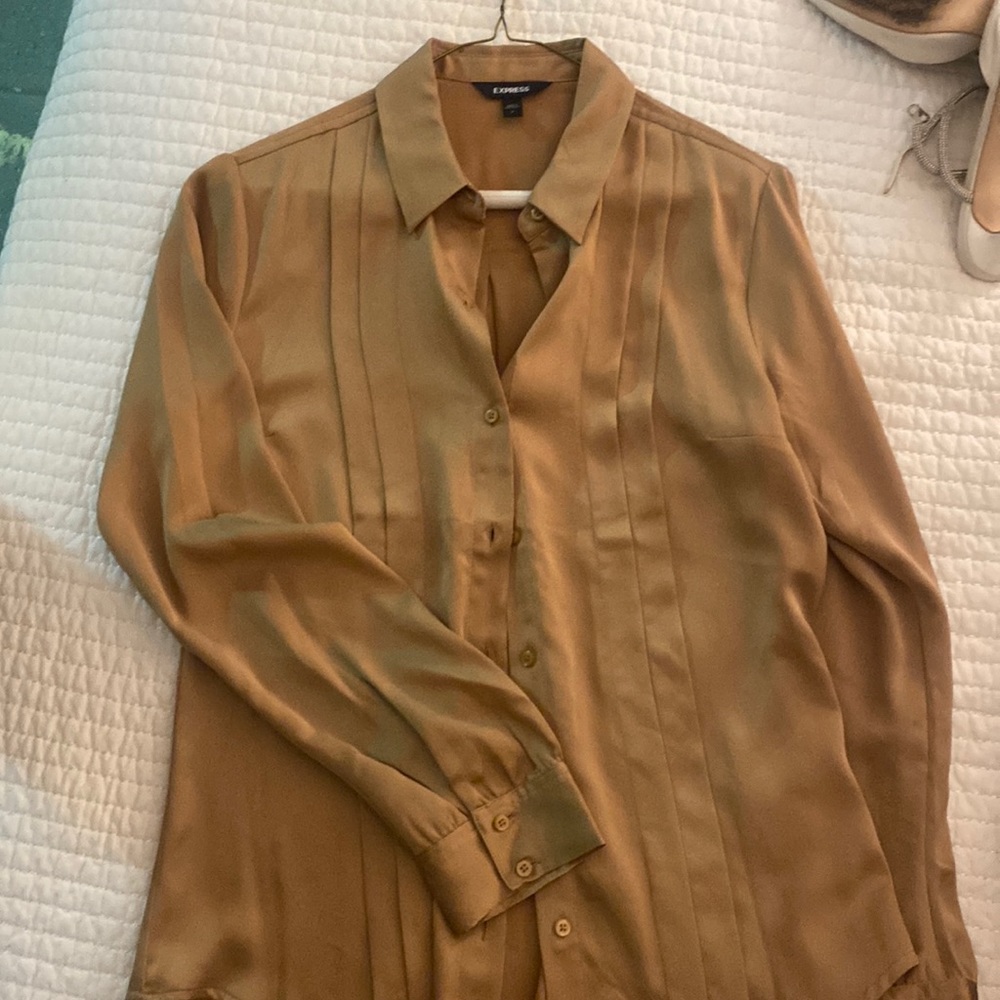 Express Gold Button Down Blouse